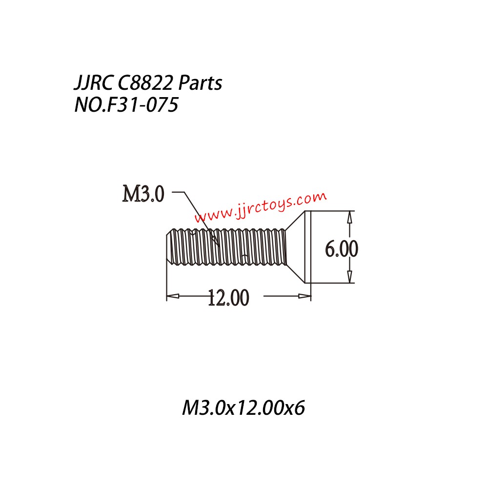 JJRC C8822 Parts Hexagon Socket Head Cap Screw (M3.0x12.00x6) NO.F31-075 JJRC C8822 Parts Hexagon Socket Head Cap Screw (M3.0x12.00x6) NO.F31-075