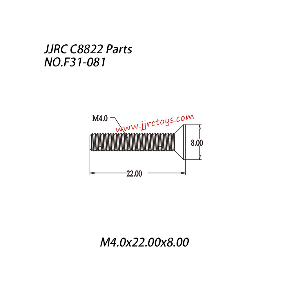 JJRC C8822 Parts Hexagon Socket Head Cap Screw (M4x22x8) NO.F31-081 JJRC C8822 Parts Hexagon Socket Head Cap Screw (M4x22x8) NO.F31-081
