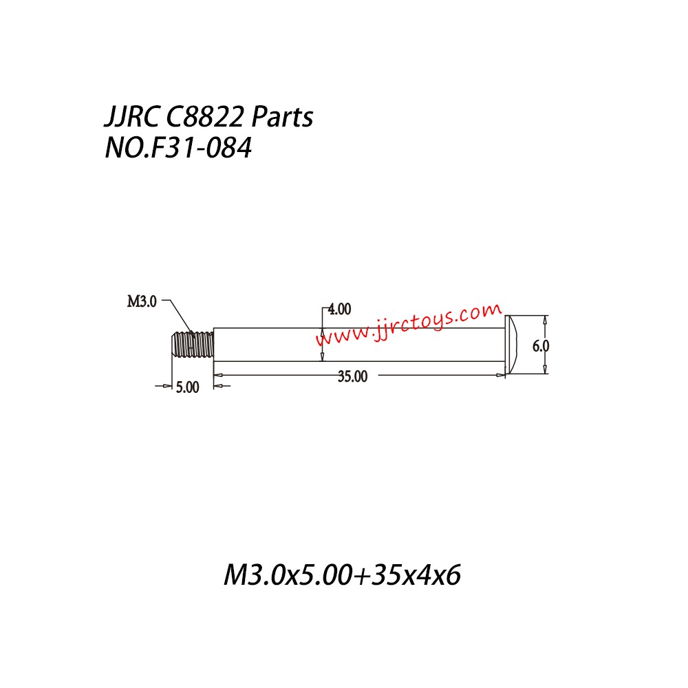 JJRC C8822 Parts Hexagon Socket Head Cap Screw (M3.0x5.00+35x4x6) NO.F31-084 JJRC C8822 Parts Hexagon Socket Head Cap Screw (M3.0x5.00+35x4x6) NO.F31-084