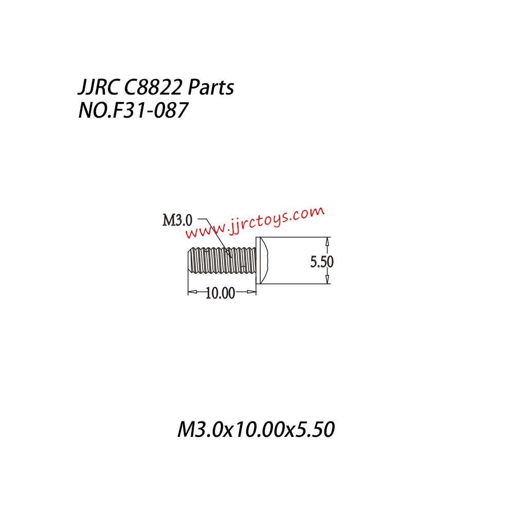 JJRC C8822 Parts Hexagon Socket Head Cap Screws (M3.0x10x5.5) NO.F31-087 JJRC C8822 Parts Hexagon Socket Head Cap Screws (M3.0x10x5.5) NO.F31-087