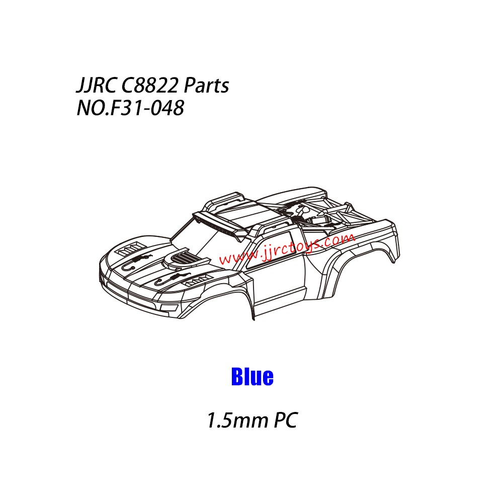 JJRC C8822 RC Truck Parts PC Car Shell (1.5mm PC) NO.F31-048 blue